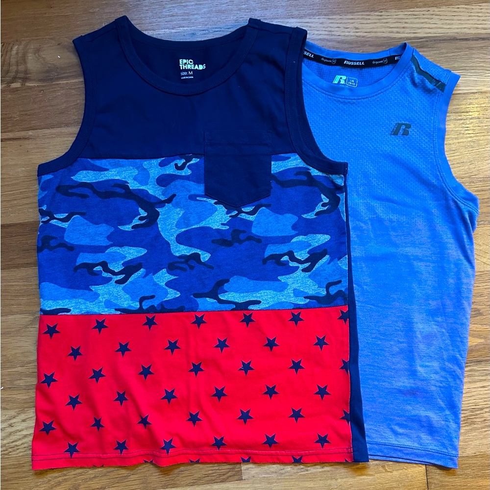 Boys tank tops-Bundle of 2-Size Medium and large (10/12) sleeveless summer